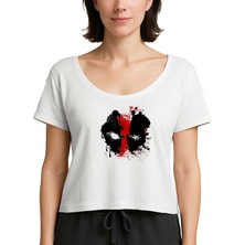Z zepplin Deadpool Boyama Beyaz Kadın Tişört