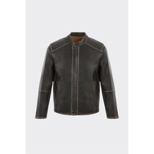 Elle Siyah Deri Erkek Ceket