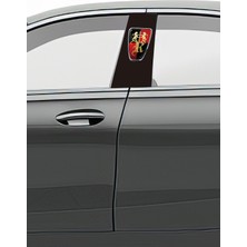 Pi Dekorasyon Araç Kapı Direk Kaplama Folyosu Desenli (Sağ Sol Takım) (2 Adet) - 22X50 cm