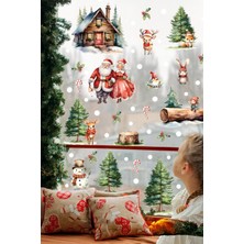 Msticker Santa & Kış Masalı Çift Taraflı Cam Sticker Seti – Büyük Boy Figürlü Yılbaşı Dekoru