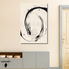 Gaagart Tekli Dikey Kanvas Tablo Soyut Kremrengi Siyah Bohem Çizgiler