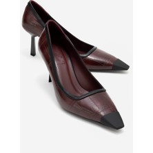 Luvi Rona Bordo Baskı Mat Burunlu Kadın Topuklu Ayakkabı