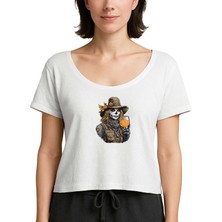 Z zepplin Kovboy Woman Skull Beyaz Kadın Tişört