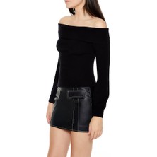 F21 Vücuda Oturan Omuz Açık Kazak