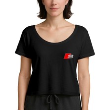Zepplin Giyim Audi S Line Logo Siyah Kadın Tişört