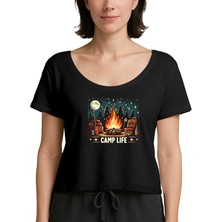 Zepplin Giyim Camp Life Siyah Kadın Tişört