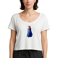 Z zepplin Karlar Ülkesi Elsa ve Anna Beyaz Kadın Tişört