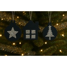 Taşteks Taşlı Keçe Yılbaşı Süsü 3’lü Set – Çift Taraflı Işıltılı Dekor | 4 Renk Seçenekli |