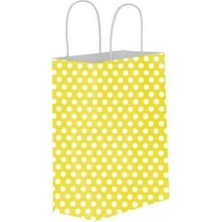 Gizpak Kraft Burgu Saplı Sarı Puantiyeli Çanta 25x31x12cm 25 adet