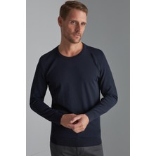 İGS Lacivert Slim Fit Dar Kalıp Bisiklet Yaka Düz Uzun Kollu  Triko