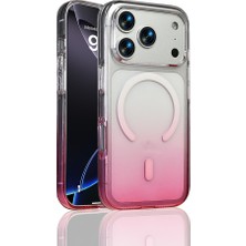 Mobicas Apple iPhone 17 Pro Max Uyumlu M-Safe Şarj Özellikli Septik Silikon Kapak Pembe