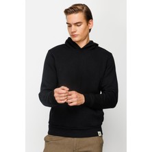 İGS Erkek Siyah Kapüşonlu Rahat Kalıp Günlük Sweatshirt