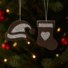 Taşteks Taşlı Keçe Yılbaşı Süsü 2’li Set – Çift Taraflı Işıltılı Dekor | 4 Renk Seçenekli |