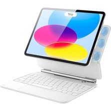 M.TK Moveteck Apple Ipad Air 4/5/6 Nesil 10.9/11 Inç Magic Klavye Keyboard Touchpad Q Akıllı Işıklı Manyetik Klavyeli Kılıf M2/m3 Çip