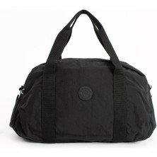 Ccway Büyük Boy Krinkıl Kumaş Ayakkabı Bölümlü Çapraz Askılı Laptop Bölmeli Spor ve Seyahat Çantası Siyah