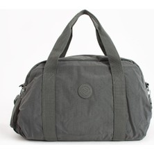 Ccway Büyük Boy Krinkıl Kumaş Ayakkabı Bölümlü Çapraz Askılı Laptop Bölmeli Spor ve Seyahat Çantası Füme