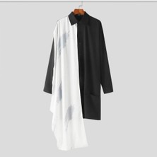 AGM Incerun Erkekler Için Büyük Beden Rahat Uzun Kollu Tasarı Gömlek , Japon ve Kore Tarzı Tasarım Büyük Beden Gömlek,