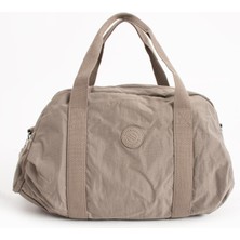 Ccway Büyük Boy Krinkıl Kumaş Ayakkabı Bölümlü Çapraz Askılı Laptop Bölmeli Spor ve Seyahat Çantası Bej