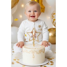 Parla Kids Kız Çocuk Çıtçıt Detaylı Yaldızlı Krem Tulum