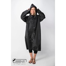 Tayem Marlux Kadın & Erkek Yağmurluk, Kapüşonlu Çıtçıtlı Eva Siyah Yağmurluk