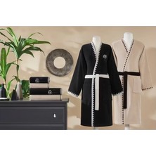 Özdilek Erba Seca Aile Bornoz Seti - Siyah - Bej