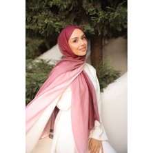 Mira İpek Degrade Iki Renkli Bambu Kraş Şal Tok Duran Kadın Şal Mürdüm Pembe