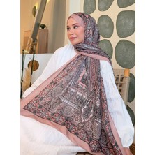 Mira İpek Retro Desen Pamuk Şal Sütlü Kahve Ps9