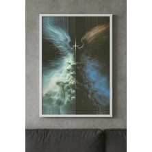 Işık ve Karanlık – Melek ve Şeytan Temalı Sanatsal Duvar Posteri (Çerçeveli)