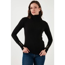 Fashion Friends Regular Fit Balıkçı Yaka Düğme Detaylı Kazak Bayan Kazak 25K0024K1
