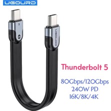 Ugourd Thunderbolt 5  E-Marker Akıllı Çip 30-Cm. 240W 80Gbps 16K+8K+4K Pd 240W Görüntü Aktarım ve Type-C Hızlı Şarj ve Data Kablosu Thunderbolt 4/3 ile Uyumlu Yeni Nesil Son Teknoloji Kablo