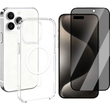 Vendas Apple iPhone 16 Pro Max Kılıf Ic Çipli Zore Wireless Şarj Özellikli Şeffaf Orjin Kapak + Hayalet Ekran Koruyucu