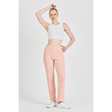 Mmetalic Kadın Yavruağzı Yüksek Bel Fitilli Bol Paça Günlük Ince Eşofman Altı Pijama