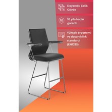 Metta Ergolife Sit 10 Sandalye | Krom Ayaklı, Deri Kaplama, Siyah, Bar Sandalyesi -178.22.1.778