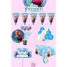 Evabrite Frozen Elsa 16 Kişilik Konuşma Balonlu Doğum Günü Parti Seti - Elsa Konsept Parti Süsü