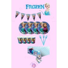 Evabrite Frozen Elsa Temalı Ekonomik 8 Kişilik Doğum Günü Parti Seti - Elsa Konsept Parti Süsü