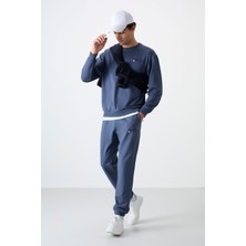 Tommy Life Petrol Casual O Yaka Lastik Paça Pamuklu Erkek Standart Kalıp Eşofman Takımı - 85120