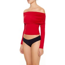 F21 Şekillendirici Madonna Yaka Bluz