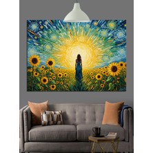 Artmeg Ayçiçeği Tarlası Yürüyen Kadın Dekoratif Kanvas - Mdf Ahşap Tablo