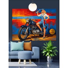 Karizma Tablo Motosiklet Tamircisi Kadın Dekoratif Kanvas - Mdf Ahşap Tablo