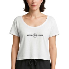 Z zepplin Marilyn Manson Logo And Text Beyaz Kadın Tişört