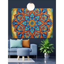 Tablo Mega Mandala Geometrik Desenler Renkli Dekoratif Kanvas - Mdf Ahşap Tablo