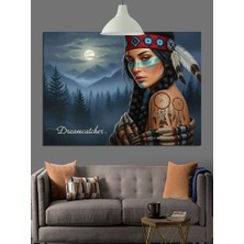 Artmeg Kızılderili Kadın Orman Manzarası Dekoratif Kanvas - Mdf Ahşap Tablo