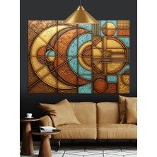 Artmeg Geometrik Şekiller Antik Konsept Dekoratif Kanvas - Mdf Ahşap Tablo