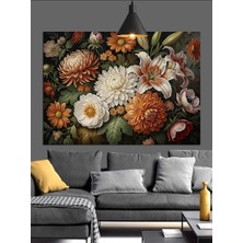 Tablo Mega Canlı Beyaz Çiçek Buketi Dekoratif Kanvas - Mdf Ahşap Tablo