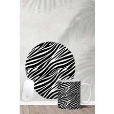 Zebra Desenli Bilek Destekli Mouse Pad Kupa Seti