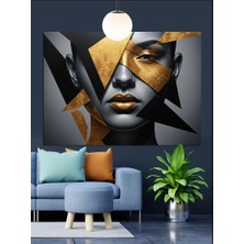 Artmeg Soyut Portre Yüz Geometrik Şekiller Dekoratif Kanvas - Mdf Ahşap Tablo