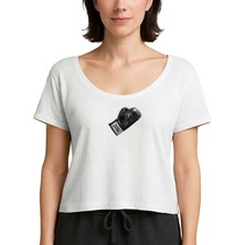 Zepplin Giyim Black Boxing Gloves Beyaz Kadın Tişört