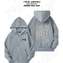 Unisex Rule Film Dövüş Kulübü Baskılı Oversize Sırt Baskılı Fermuarlı Kapşonlu Hırka