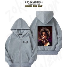 Unisex Fight Club (Tyler Durden) V4 Baskılı Oversize Sırt Baskılı Fermuarlı Kapşonlu Hırka