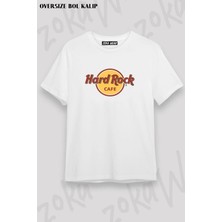 Unisex Oversize Kalıp Hard Rock Cafe Tasarım Baskılı Tshirt